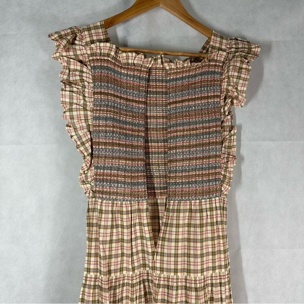 DÔEN Midi Plaid Arbor Smocked Midi Dress Size XS - Picture 8 of 15